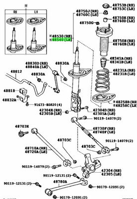 48540-39785 LEXUS ES350 SHOCK ABSORBER FRONT AND REAR